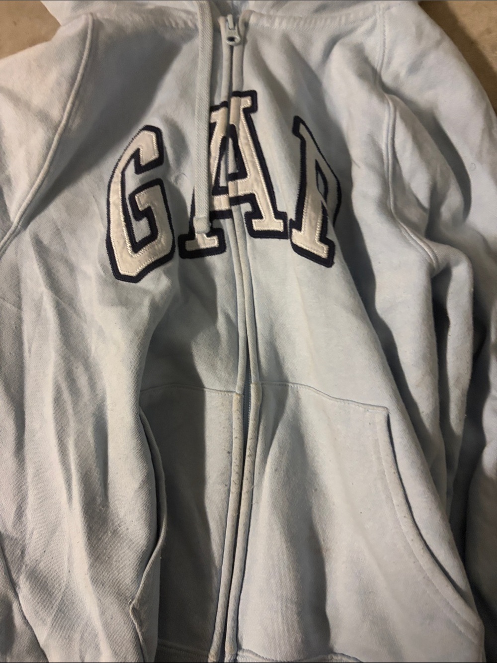 GAP Pale Blue Full-Zip Hoodie with Embroidered Logo